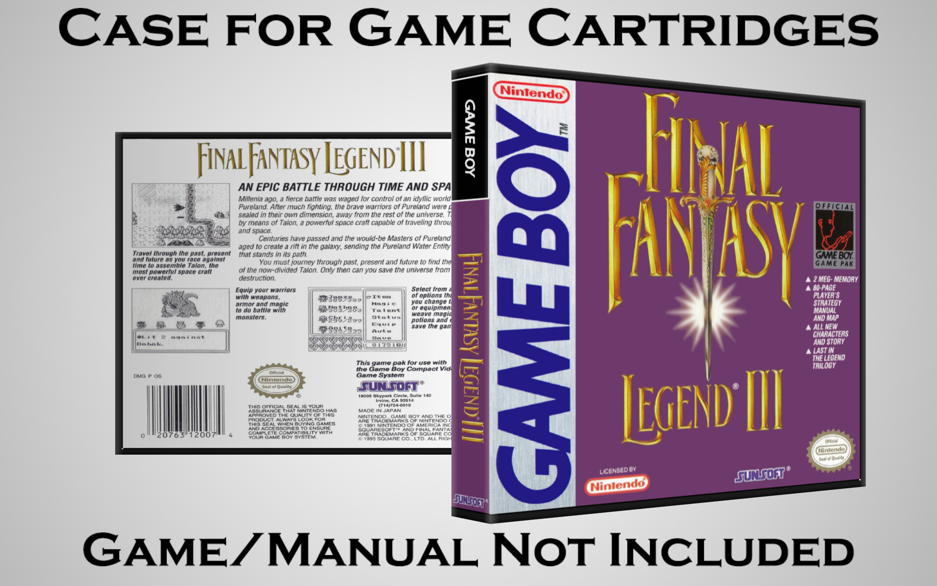 Protective Display Case for Game Boy/Gameboy Color Cartridges - NO GAME/MANUAL - Picture 68 of 249