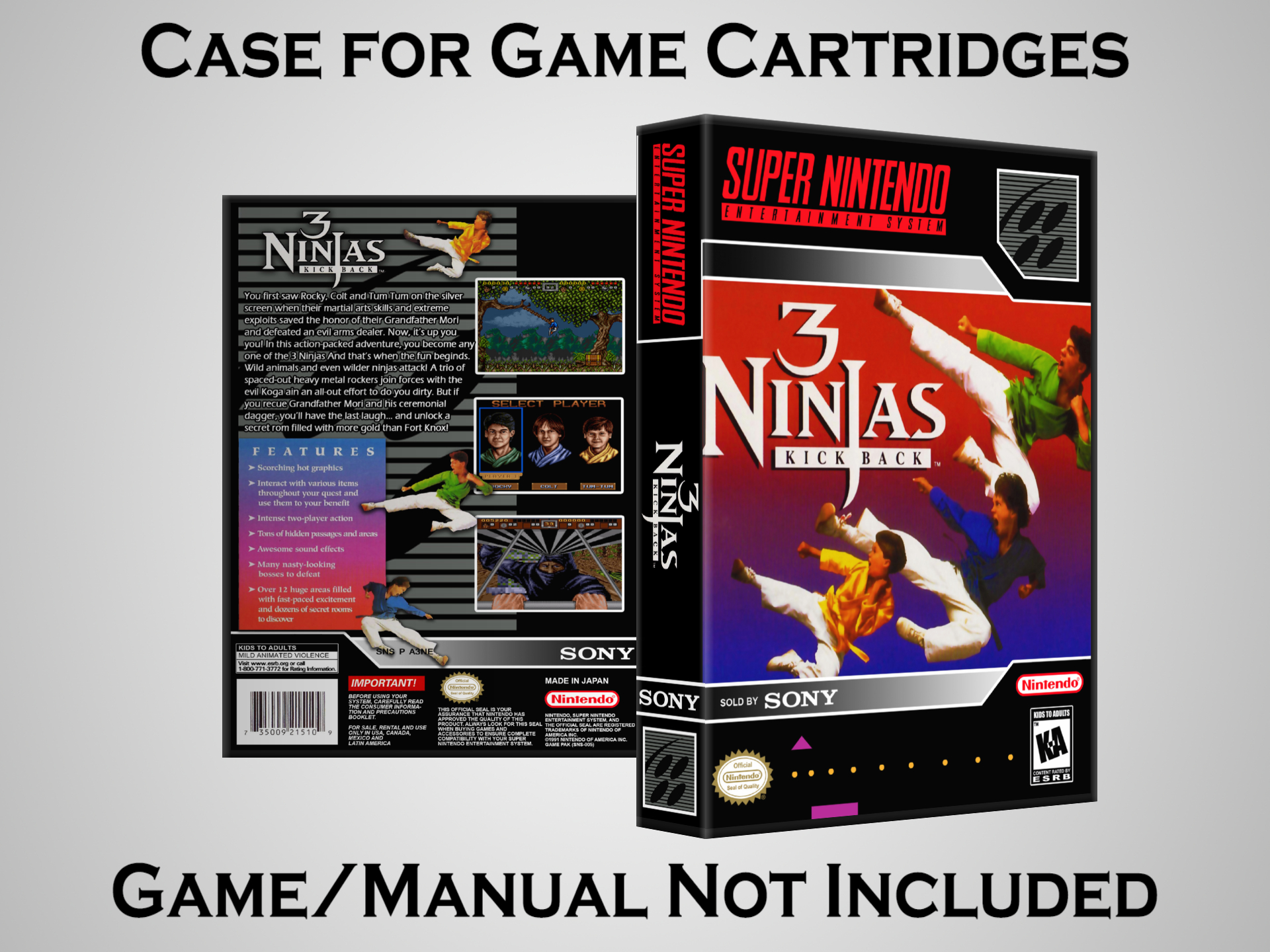 [#-F] Protective Display Case for Super Nintendo SNES Games - NO GAME/MANUAL