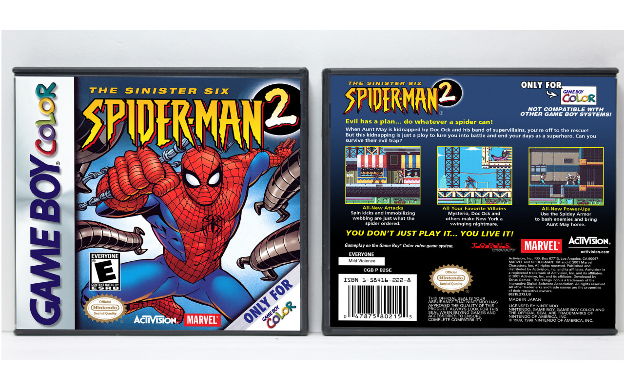 Jeu spiderman 2 jeux en un sur Game boy Advance:Spiderman 1 et 2 - Jeux vidéo