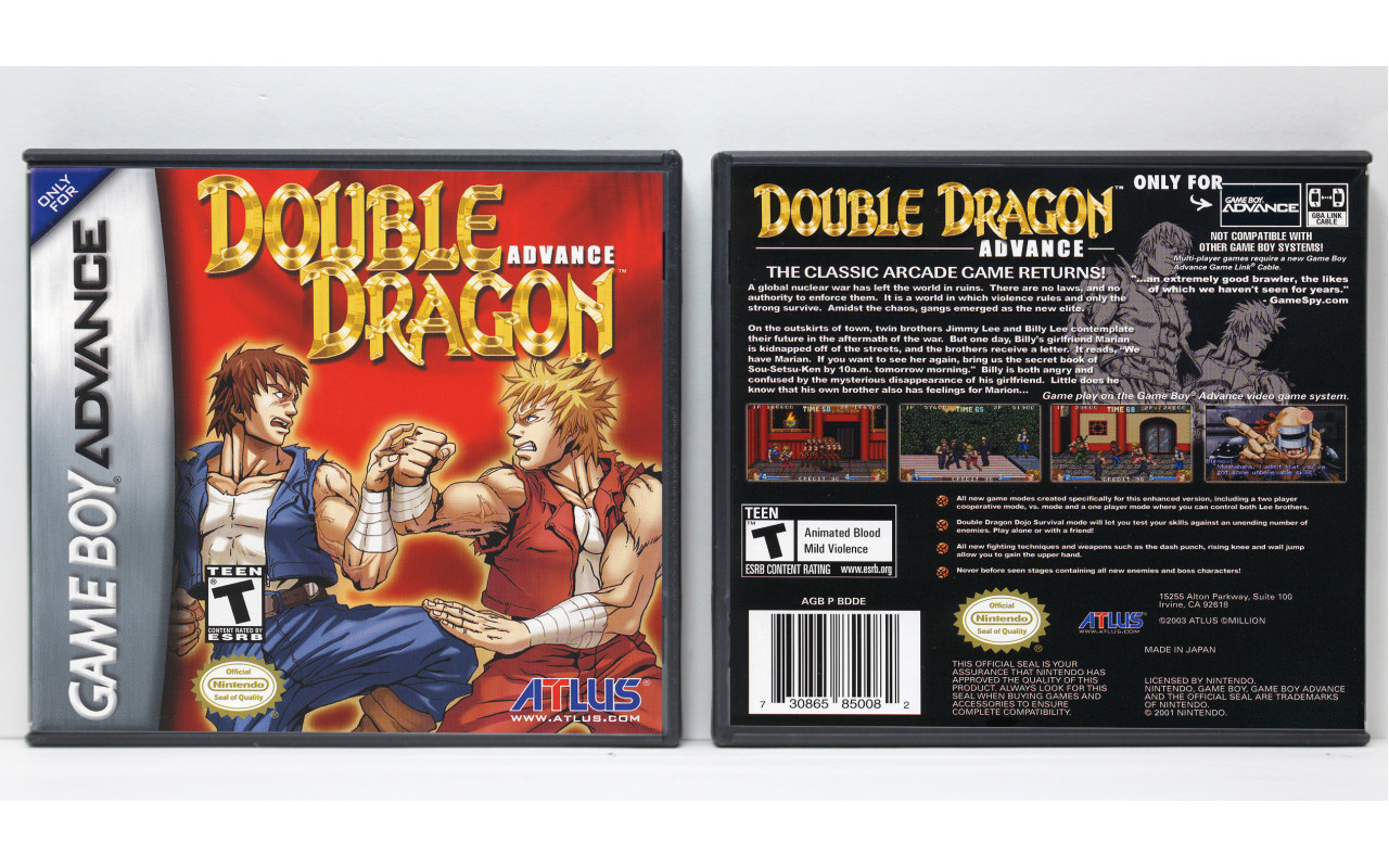 Double Dragon Advance - (GBA) Game Boy Advance - Game Case with Cover 