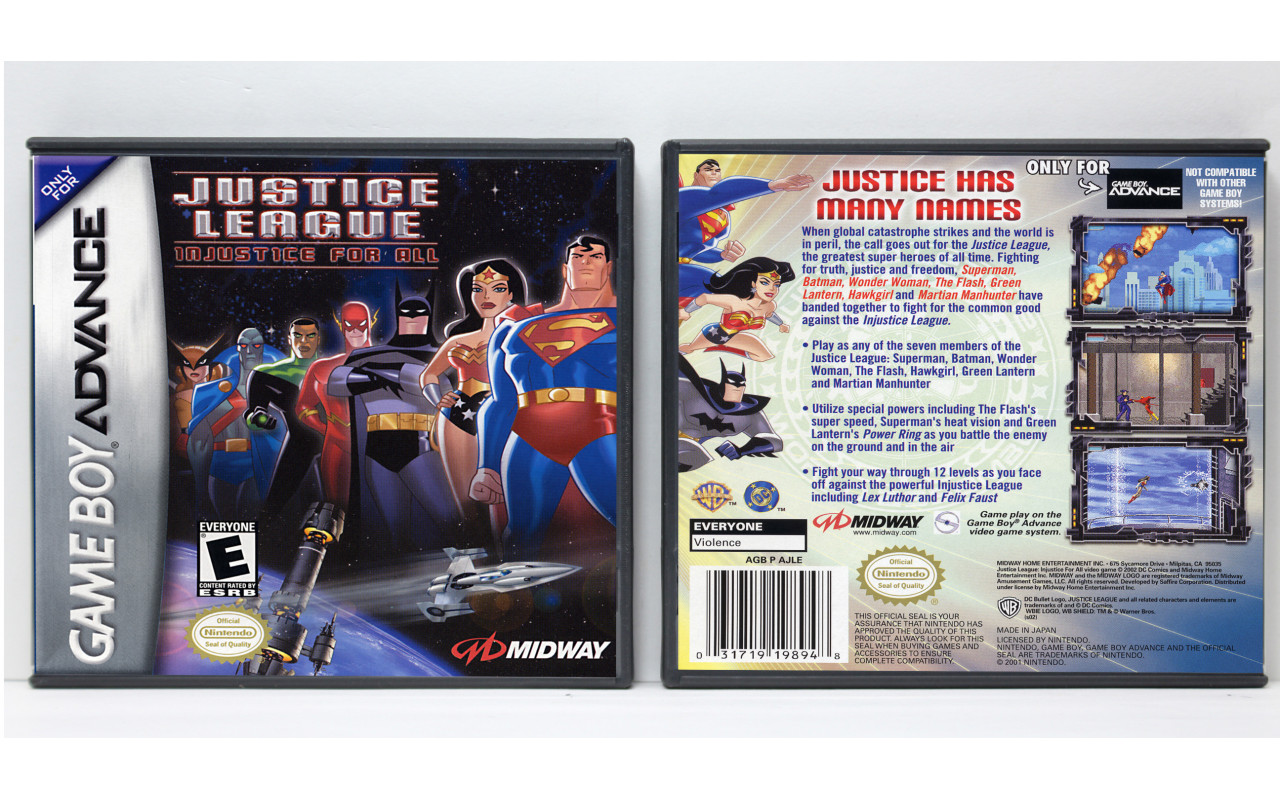 JEU GAMEBOY ADVANCE JUSTICE LEAGUE, INJUSTICE FOR ALL - CARTOUCHE SEULE