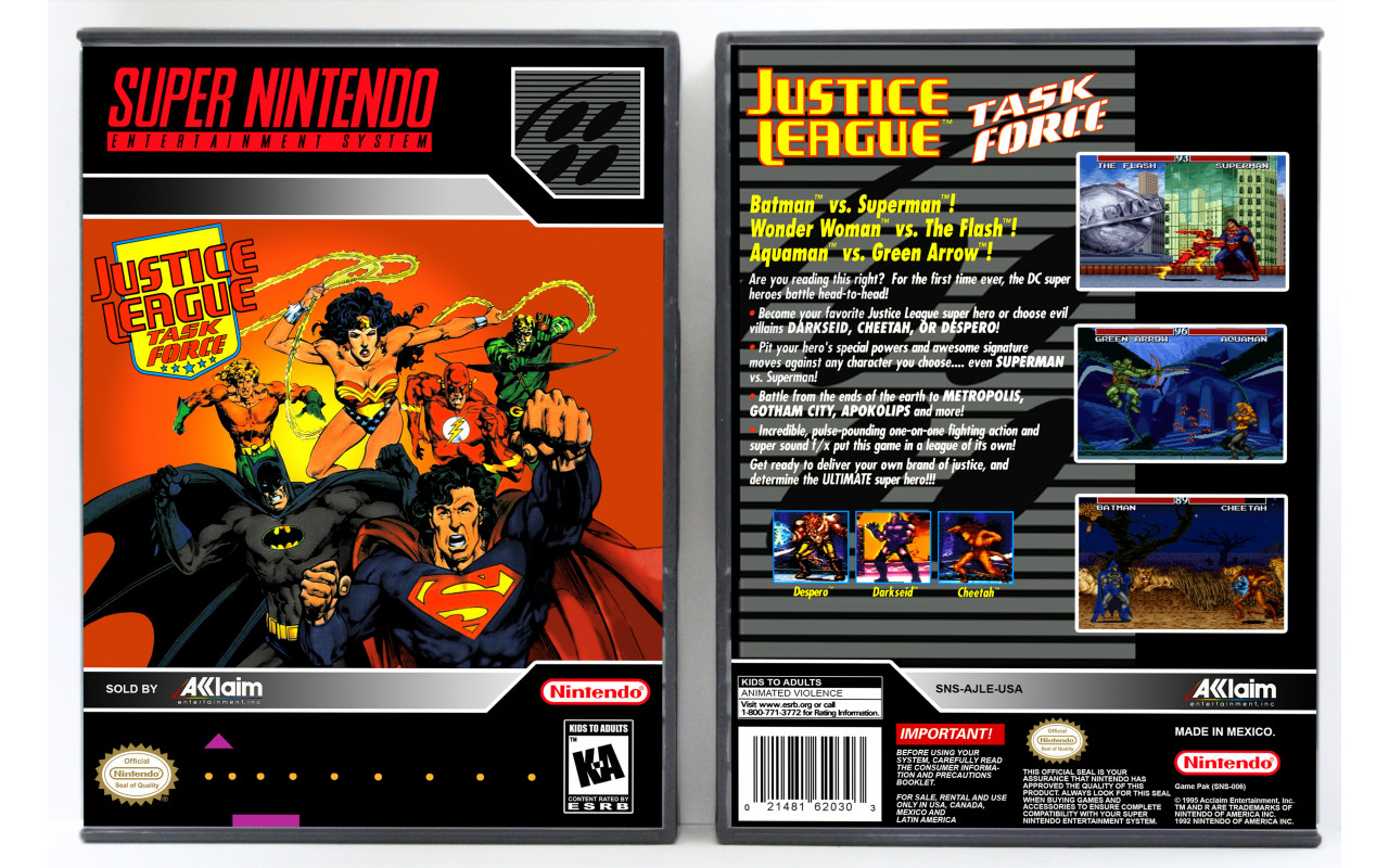 Gaming Relics - Super Nintendo - Vertical Style - Justice League Task Force