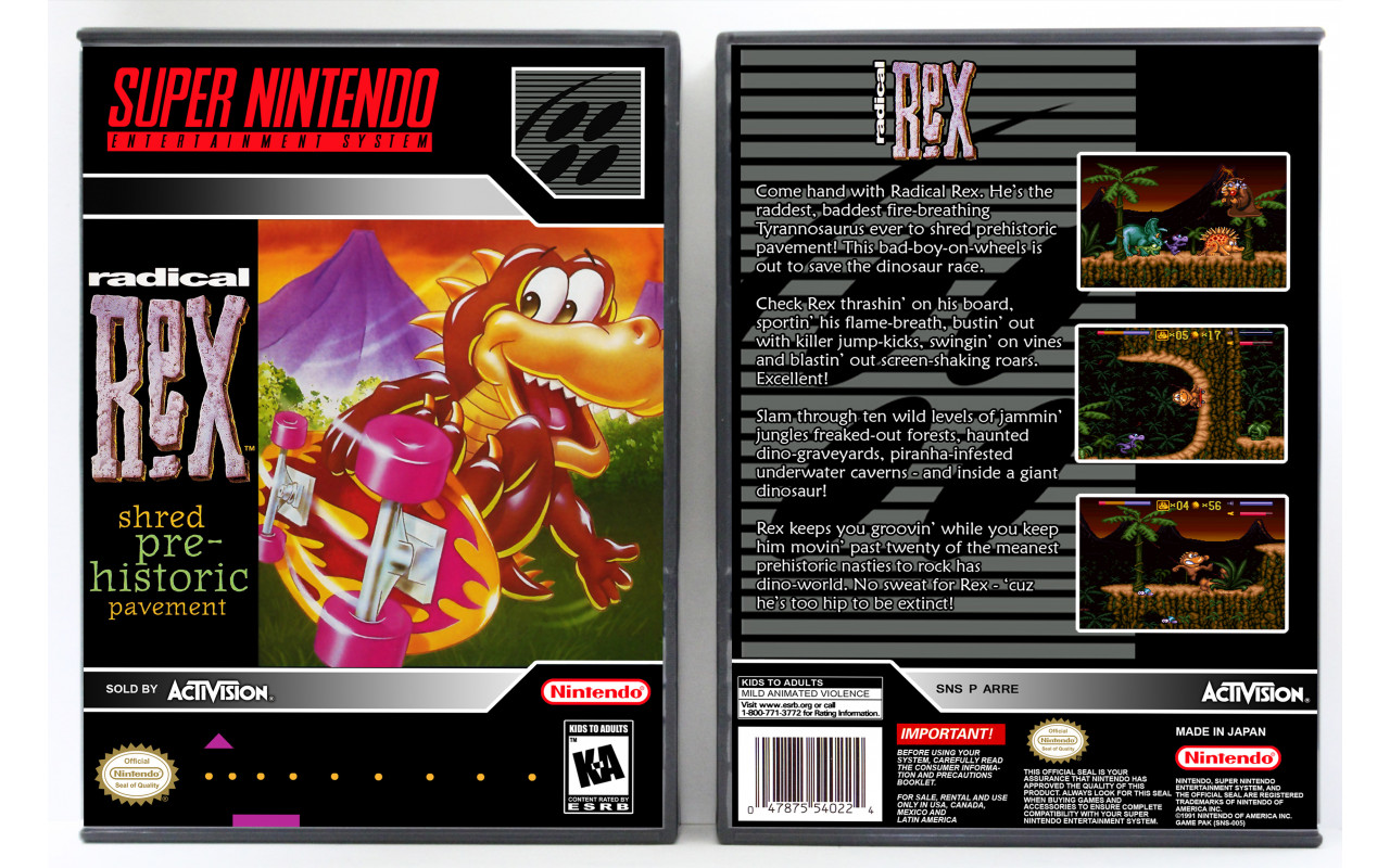 Gaming Relics - Super Nintendo - Vertical Style - Radical Rex