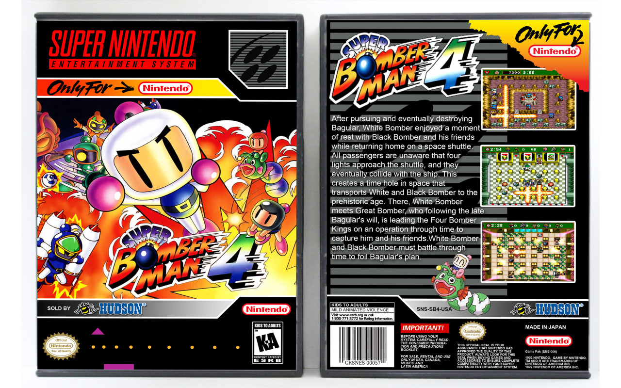 Super Bomberman 4 (SNES) Super Nintendo Game by Hudson / Produce!