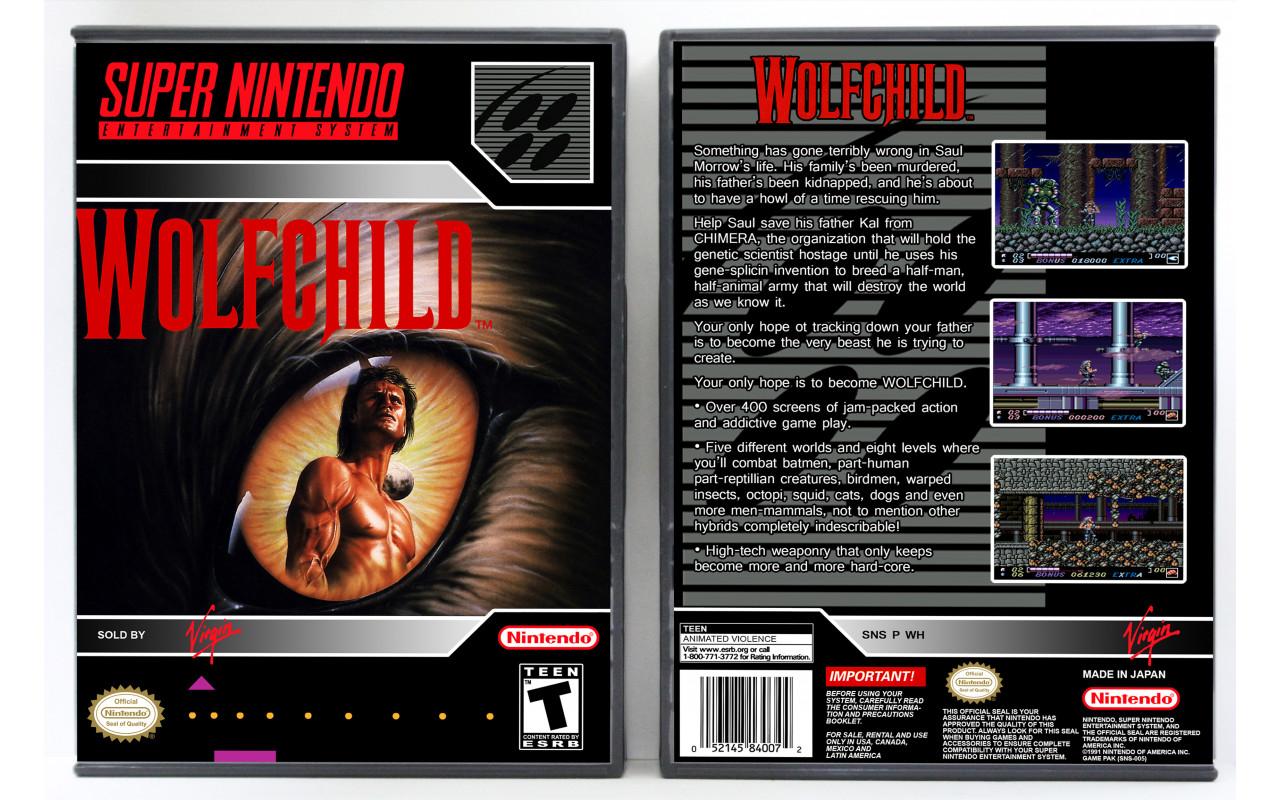 Gaming Relics - Super Nintendo - Vertical Style - Wolfchild